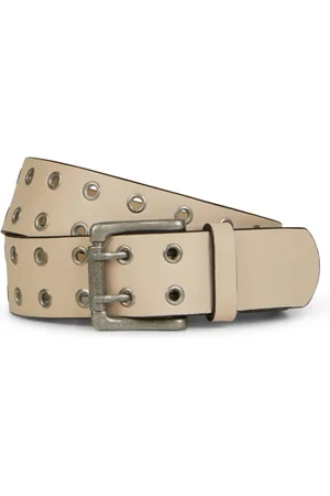 Munthe Belts, female, , S/M, Leather Belt with Rivets and Square Buckle