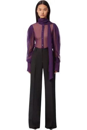 Nina Ricci Wide Trousers, female, , L, Wool Gabardine Straight Trousers