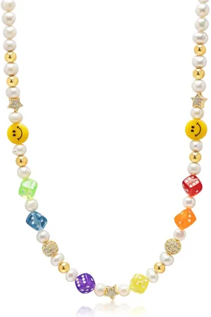 Nialaya Necklaces, male, , S, Pair of Dice Pearl Choker