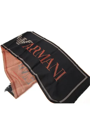 Emporio Armani Winter Scarves, male, , ONE SIZE, Wool Blend Scarf with Orange Logo