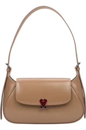 Estro Shoulder Bags, female, , ONE SIZE, Small Leather Shoulder Bag with Heart-Shaped Pin