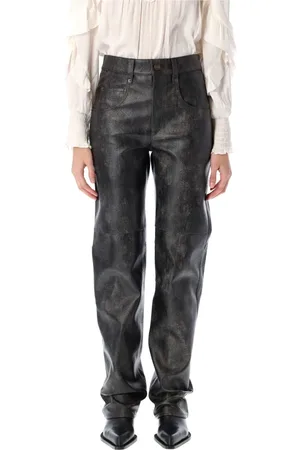 Isabel Marant Straight Trousers, female, , M, Vintage Faux Leather High-Waisted Trousers
