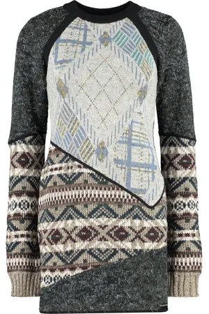 Marine Serre Knitted Dresses, female, , M, Patchwork Mini Dress with Jacquard Motif