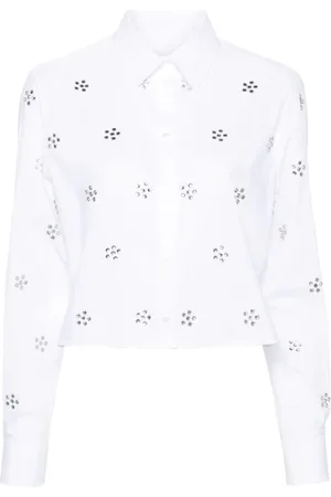 Msgm Shirts, female, , M, Rhinestone-embellished Cotton Shirt