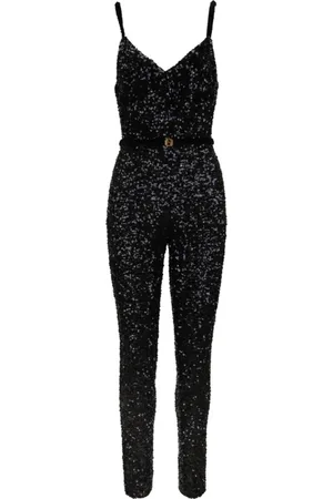 Elisabetta Franchi Jumpsuits, female, , XS, Sequin Jumpsuit with Heart Neckline