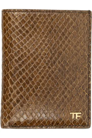 Tom Ford Wallets & Cardholders, male, , ONE SIZE, Snake Embossed Leather Cardholder Beige