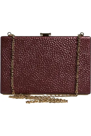 Dolce & Gabbana Cross Body Bags, female, , ONE SIZE, Maroon Leather Crossbody Clutch Bag