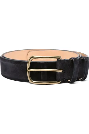 Officine creative Suede Belt with OC Strip Design