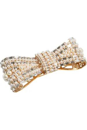 Dolce & Gabbana Brooches, female, , ONE SIZE, Crystal Bow Brooch Gold Tone