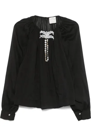 FORTE FORTE Blouses, female, , S, Buttoned-Cuff Shirt with Keyhole Neck
