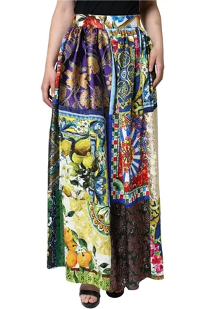 Dolce & Gabbana Maxi Skirts, female, , L, Sicily Patchwork Maxi Skirt Zipper Closure