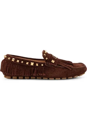 VALENTINO GARAVANI Suede Fringe Loafer with Vlogo Patch