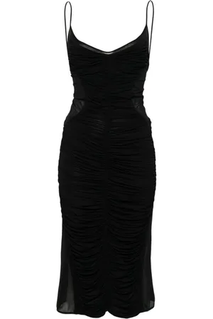 MUGLER Semi-Sheer U-Neck Midi Dress