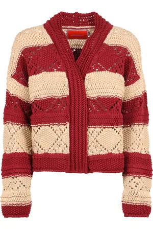 La DoubleJ Cardigans, female, , S, Striped Cotton Knit Cardigan