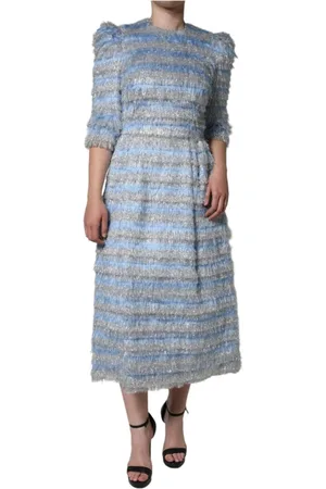 Dolce & Gabbana Midi Dresses, female, , XS, Luxury Metallic Fringed A-Line Dress