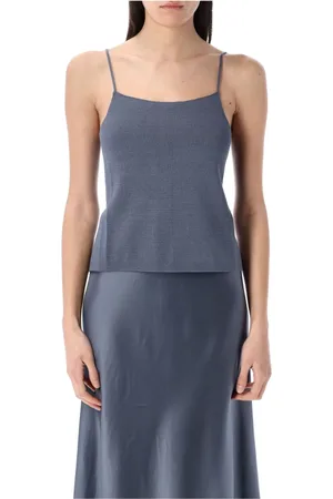 By Malene Birger Sleeveless Tops, female, , XS, Blue Floral Appliqué Topwear Ss25