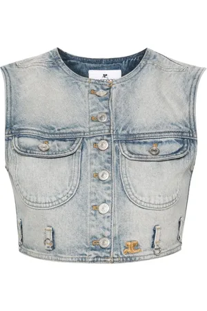 Courrèges Vests, female, , L, Denim Sleeveless Vest