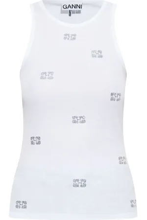 Ganni Rhinestone Butterfly Tank Top