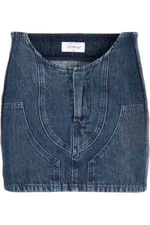 OFF-WHITE Denim Mini Skirt with U-Shaped Front Waist