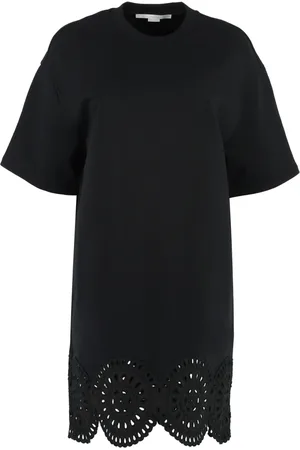 Stella McCartney Short Dresses, female, , XS, Cotton Sweatdress with Sangallo Lace Trim
