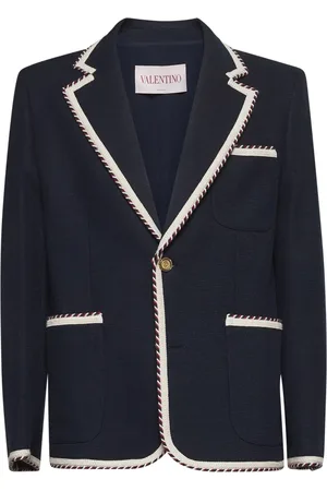 VALENTINO Blazers, male, , XL, Classic Blazer with Torchon Piping