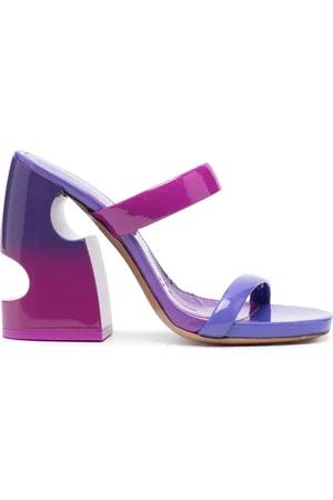 OFF-WHITE Heeled Mules, female, , 3 UK, Shade Meteor 120mm Leather Mules