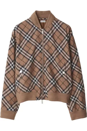 Burberry Bomber Jackets, male, , M, Vintage Check Grey Bomber Jacket