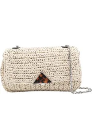 Emporio Armani Shoulder Bags, female, , ONE SIZE, Straw Shoulder Bag with Magnetic Flap