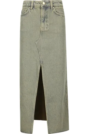 Ganni Denim Skirts, female, , L, Overdyed Heavy Denim Maxi Skirt