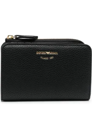 Emporio Armani Wallets & Cardholders, female, , ONE SIZE, Engraved-Logo Leather Cardholder