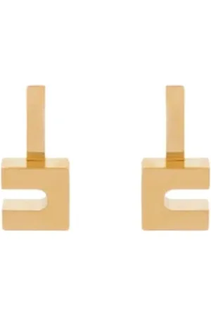 Elisabetta Franchi Earrings, female, , ONE SIZE, Golden Arched Earrings with Micro Logo