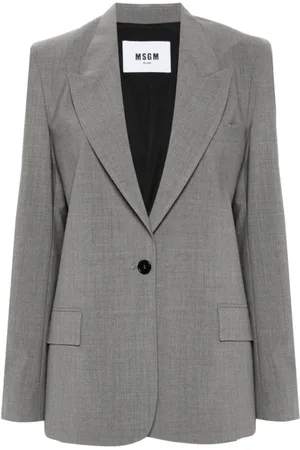 Msgm Blazers, female, , S, Logo-patch Single-breasted Blazer