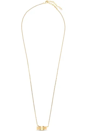 Salvatore Ferragamo Necklaces, female, , ONE SIZE, Golden Bow Necklace with Vara Detail