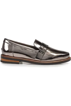 Floris van Bommel Loafers, female, , 4 UK, Silver Slip-On Loafers
