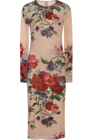 Dolce & Gabbana Midi Dresses, female, , M, Floral Sheer Pencil Dress