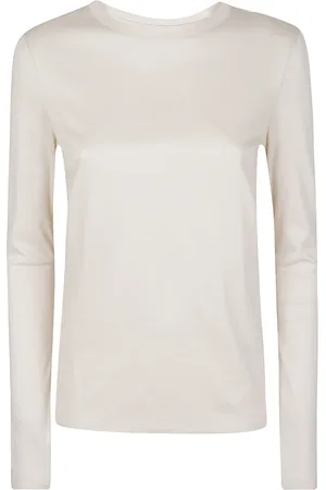 ELEVENTY Long Sleeve Tops, female, , L, Long Sleeve Round Neck Tencel Cotton