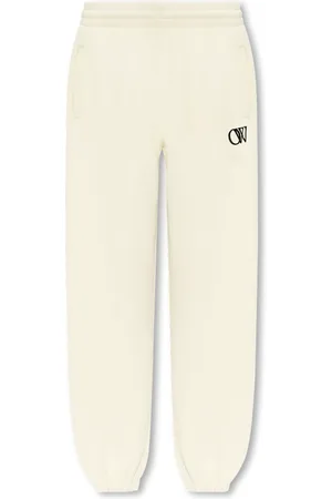 OFF-WHITE Sweatpants, female, , S, Logo cream jogger Trousers