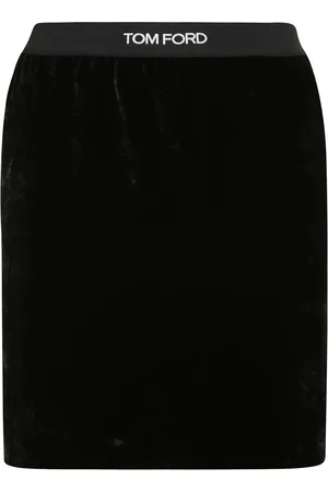 Tom Ford Short Skirts, female, , S, Velvet Logo Waistband Miniskirt