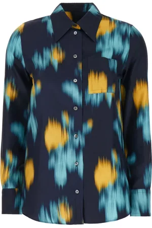 Lanvin Shirts, female, , S, Abstract-Print Curved Hem Shirt