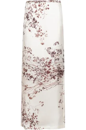 ALYSI Printed Silk Long Skirt with Slit