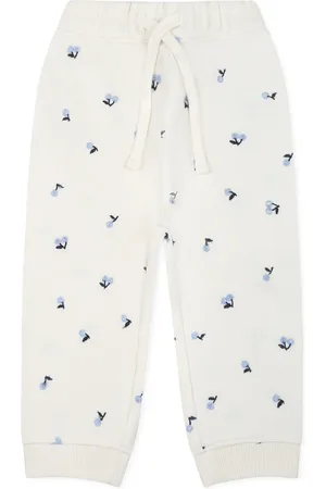 BONPOINT Cherry Embroidered Ivory Cotton Trousers