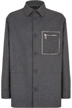 Fendi Cashmere Knitwear, male, , L, Grey Cashmere Jacket with Zip Pocket
