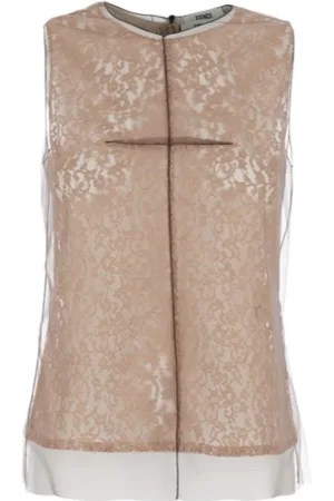 Fendi Sleeveless Tops, female, , S, Lace Top Elegant Stylish Fashion