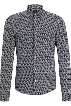 HUGO BOSS Slim-fit shirt in printed performance-stretch material