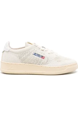 Autry White Knit Trainers with Logo Patch