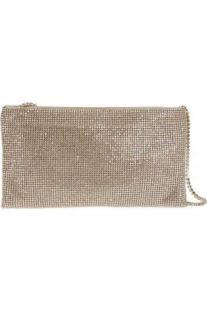 BENEDETTA BRUZZICHES Silk Rhinestone Mesh Clutch Bag