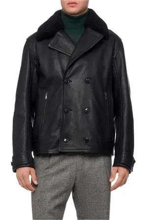 HUGO BOSS Double-Breasted Leather Jacket