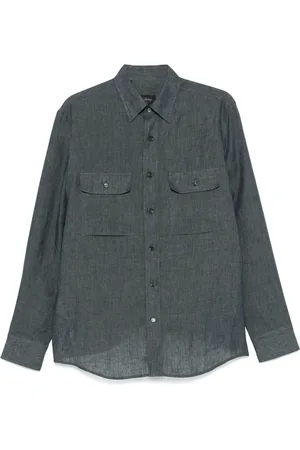 BRIONI Italian Linen Shirt, Designer Code Scfa0Lp9111