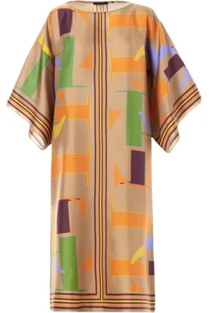 Carolina Herrera Midi Dresses, female, , S, Oversized Silk Puzzle Dress