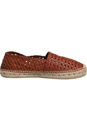 Dolce & Gabbana Logo Detail Woven Leather Espadrilles